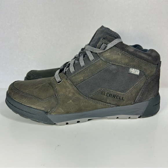Merrell Berner Mid Waterproof Granite Distress Lace Trail Hiking Shoe Boot Men 8 - Picture 3 of 15